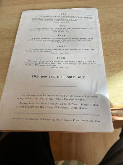 Salute To The Soldiers of 1916 Wolfe Tone Annual 1960