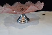 Art Deco Peach frosted Cake Plate