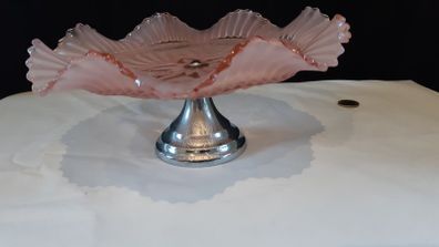 Art Deco Peach frosted Cake Plate