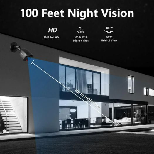 27611 SANNCE 4PCS 2.0MP 1080P TVI CCTV Surveillance Security Camera Indoor Outdoor IR Night Vision with BNC cable