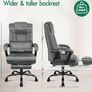 Office Chair for Home Office, Ergonomic PC Gaming Chair with Footrest Lumbar Support Armrests, Comfy High Back 150 Reclining Computer Chairs, 180KG Loads, PU Leather, Grey Image 2