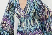 New With Tags Karen Millen Tie Dye Studded Woven Mini Drama Kimono Dress