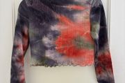 Multicolour tie-dye crop top