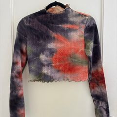 Multicolour tie-dye crop top