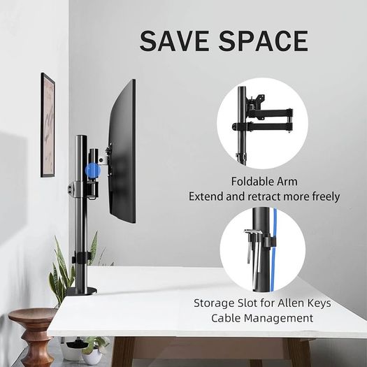 NEW SALE | Monitor Arm Desk Mount, Max. Load 10kg, Adjustable Mount with Tilt Swivel Rotation for 13-32 inch LCD LED Screens, 2 Mouting Options, Vesa 75x75/100x100mm