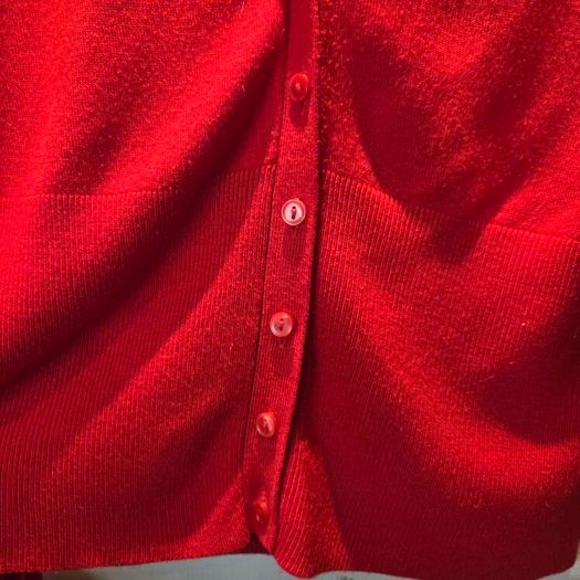 Red V neck cardigan