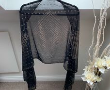 Antique 1902s Egyptian Azute Black Shawl