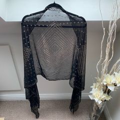 Antique 1902s Egyptian Azute Black Shawl