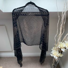Antique 1920s Egyptian Azute Black Shawl