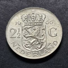 Netherlands 1966 Silver 2 1/2 Gulden - Juliana Unc coin