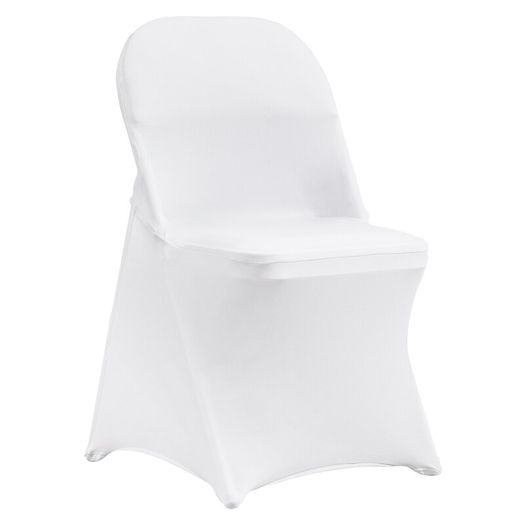 30 White Stretch Spandex Chair Covers - 30 PCS, Folding Kitchen Chairs Cover, Universal Washable Slipcovers Protector, Removable Chair Seat Covers, for Wedding Party Dining Room Banquet Event