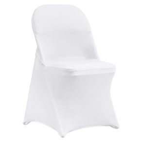 30 White Stretch Spandex Chair Covers - 30 PCS, Folding Kitchen Chairs Cover, Universal Washable Slipcovers Protector, Removable Chair Seat Covers, for Wedding Party Dining Room Banquet Event