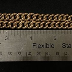 Vintage 9ct Rose gold double Albert flat curb link bracelet 55.5 grams
