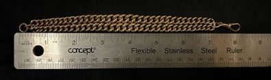 Vintage 9ct Rose gold double Albert flat curb link bracelet 55.5 grams