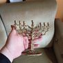 VTG Silver Metal Menorah, Tamar 450 STYLE Menorah, Tree of Life Menorah, Pewter Menorah Image 3