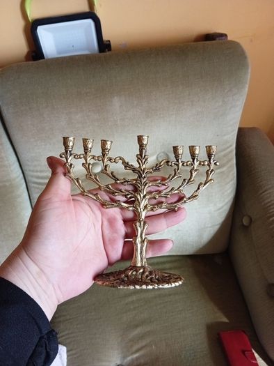 VTG Silver Metal Menorah, Tamar 450 STYLE Menorah, Tree of Life Menorah, Pewter Menorah