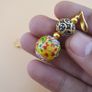 Afghani Handcrafted Yellow Colorful Enamel & Sparkling Brass Beaded Drop Earrings Vintage Ethnic Image 5