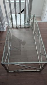 glass and metal coffee table