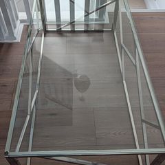 glass and metal coffee table