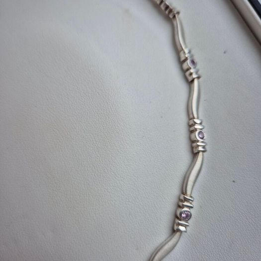 Colier sterling silver with stones pink very good condition