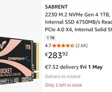 Sabrent rocket nano 1TB 2242 NVMe