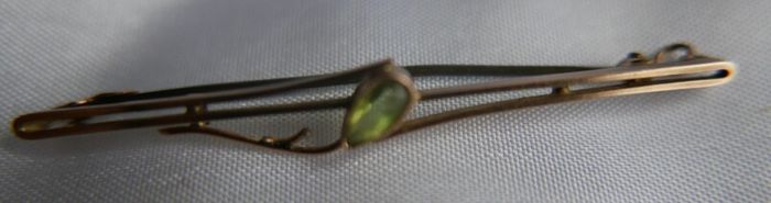 Vintage Edwardian 9ct Gold Bar Brooch With Ametyst 1.7g And Box
