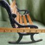 Vintage Doll Furniture Cast Iron Rocker Bench Image 10
