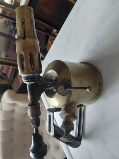Antique French brass metal burner blow lamp