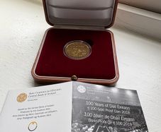 RARE Ireland 100 Euro Gold Proof Coin 2019.100th Anniversary