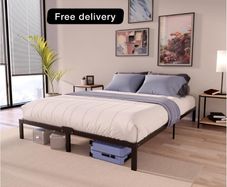 King Size Bed Frame Metal 150x200 with Storage 35cm