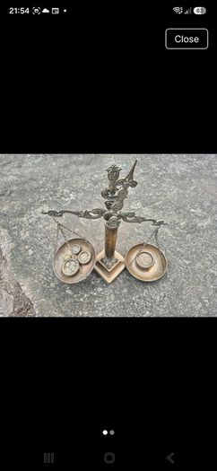 vintage or antique solid brass apothecary or postal beam balance scale