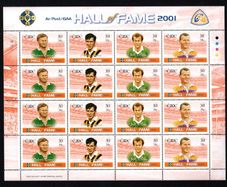 2001 Ireland GAA Hall of Fame (Padraic Carney, Frank Cummins, Jack O'Shea & Nicky Rackard) Stamp Sheetlet Plate 1B1B1B1B Mint Never Hinged (MNH)