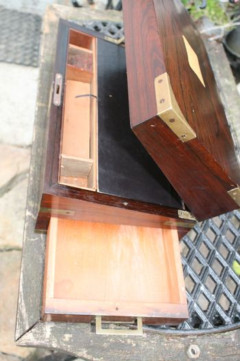 Antique Wooden Writing Box 19th century ,Brass fittings