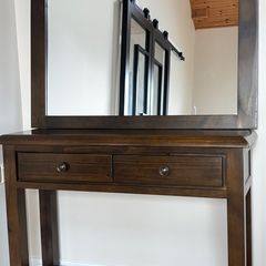 Solid Wood Console Table with Matching Mirror