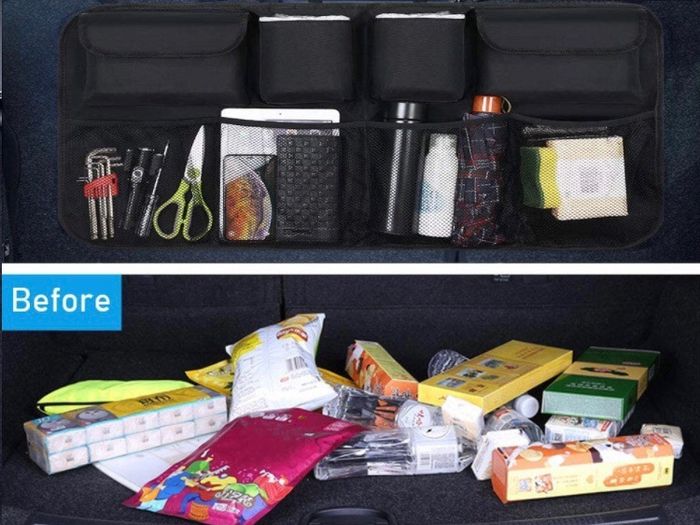 Car Boot Organiser Waterproof Kick Mats Car Organiser Seat Back Protectors, Multi-Pocket Children's Travel Storage