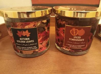 Set of 2 Premium Autumn Scented Candles (Gold Lids)