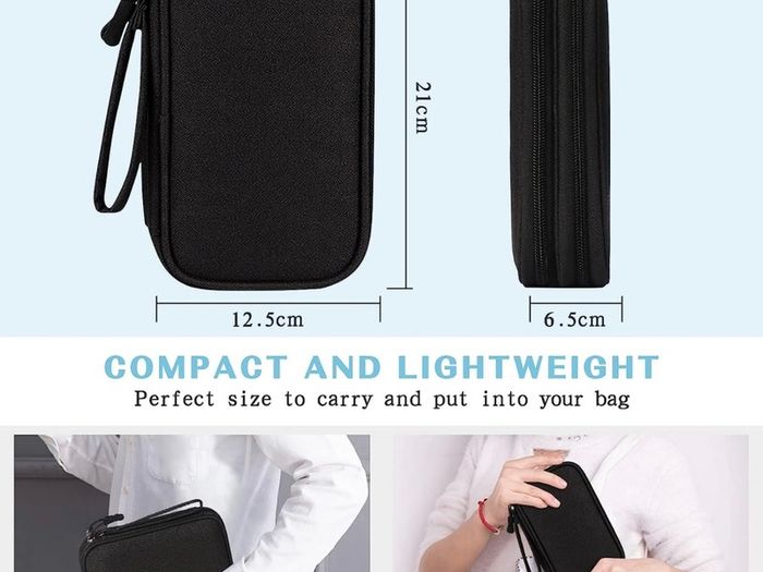 Electronics Accessories Organiser Bag, Travel Cable Organizer Bag Pouch Portable Waterproof Double Layers All-in-One Carry Travel Bag for Cable, Cord, Charger, Phone, Earphone M-Black