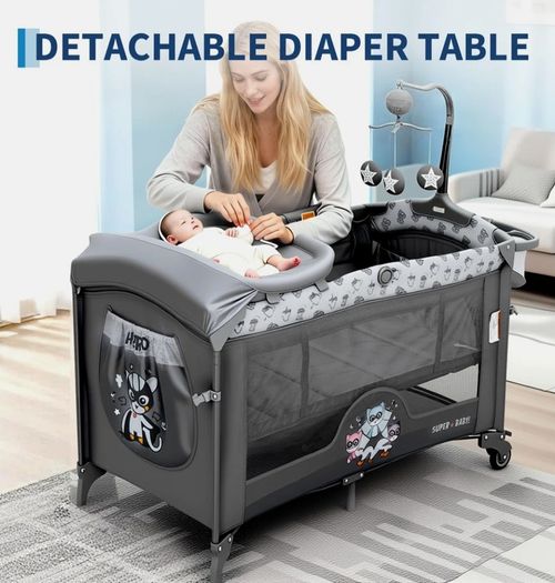 5 in 1 foldable travel cot/diaper changer/playhouse