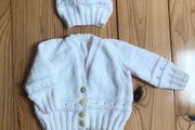 Hand Knit Baby Cardigan/Hat 0 to 3 months