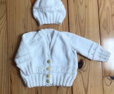 Hand Knit Baby Cardigan/Hat 0 to 3 months
