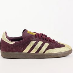 Adidas Rhinestone Burgandy Sambas