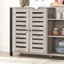 Storage Cabinet, Sideboard, with 2 Door Cupboard, Adjustable Shelves, for Dining Room, Living Room, Kitchen, 110 x 33 x 75 cm, Industrial Style, Greige and Black Image 3