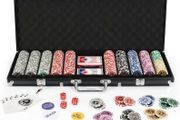 Poker Chips Set with Aluminum Case,2 Decks of Cards, Dealer, Small Blind, Big Blind Buttons and 5 Dice 500 Piece Chips: AVAILABLE FOR COLLECTION