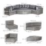 6 PCs Outdoor Rattan Wicker Sofa Set Bonzer Half Round Patio Conversation Furniture Set w/ Angled Corner Design, Cushions Grey Image 2