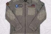 Art Class Grey Khaki Charcoal Patchwork Military Utility Jacket with Patches 8UK/36EU