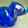 Vintage Blown Glass Blue Elephant Figurine - Handmade Small Art Image 2