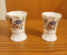 Two octagonal  Royal Tara Harmony pattern fine bone china miniature bud vases  handmade in Galway, Ireland
