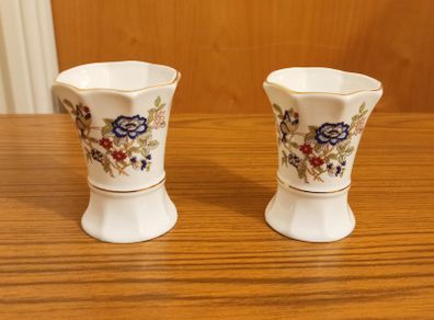 Two octagonal  Royal Tara Harmony pattern fine bone china miniature bud vases  handmade in Galway, Ireland