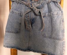 Paperbag waist belted denim skirt size 12