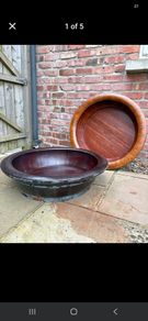 large wood bowls Chinese washing bowls vintage
